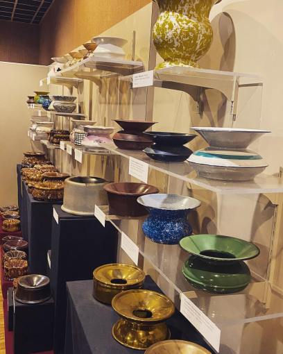 The Duke Homestead State Historic Site in Durham, N.C., has what is believed to be the world's largest collection of spittoons. Many of them are probably a good bit more decorative than the ones that George A. Twiddy had to clean in Elizabeth City when he was starting in the retail business. Photo courtesy, Duke Homestead State Historic Site