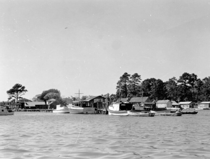 Not surprisingly, places mean different things to different people. Melva Marines McKeever, for instance, used to visit Fulcher's Landing when she was a child in the 1930s. She lived across the river, in a village called Marines, and her father sometimes did business in Fulcher's Landing. She had heard so many stories about the village being "a tough place," meaning rough, hard drinking and violent, that she was afraid to get out of her dad's boat when he made those trips. Rosetta Ward, Jim Fulcher's granddaughter, on the other hand, remembered Fulford's Landing differently. "People were friendly and people looked after one another," she reminisced when I talked to her. "Everybody knew everybody-- nobody was afraid like they are now," she said. She didn't pretend it wasn't a rough place though. "Used to be times it seemed like they have used to have fights on a Saturday night just for entertainment." Photo by Charles A. Farrell. Courtesy, State Archives of North Carolina