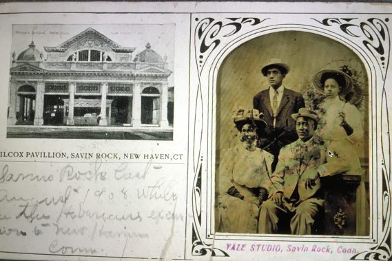 Postcard from a "Mr. and Mrs. Marshall Brown and friends" at Savin Rock, 1908. African Americans in Connecticut and New York had vacation at Savin Rock since at least the late 1800s. Courtesy, Connecticut Historical Society