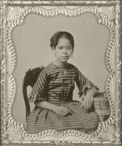 A portrait of a very young Maritcha Remond Lyons, ca. 1860, perhaps just before she began teaching at NYC's Colored School No. 1. Before the Civil War, her parents ran a seamen's home in New York City that was known as a stop on the Underground Railroad. The family's home was repeatedly targeted by white mobs during the New York City Draft Riots in 1863. Courtesy, Harry A. Williamson Photograph Collection, New York Public Library