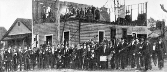 The white insurrections celebrating the burning of the Wilmington Record's office and printing press, November 1898. Courtesy, Library of Congress