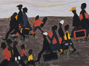 Panel from Jacob Lawrence's series The Migration of the Negro, 1940-41. Courtesy, Museum of Modern Art