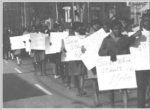 A civil rights march in Swan Quarter, N.C., fall of 1968. Courtesy, North Carolina Museum of History