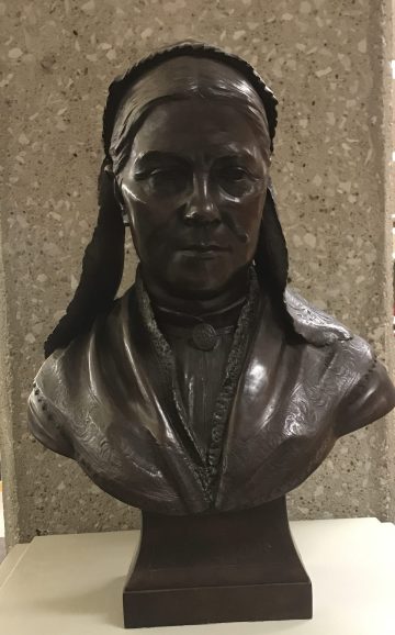 Doing historical research at Oberlin College is always a treat. At Terrell Library, relics of the college's long history of support for women's rights and African American rights abound. They include this bronze bust of anti-slavery and feminist activist, Lucy Stone. Photo by David Cecelski