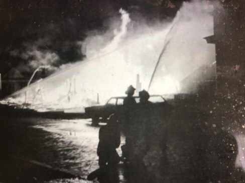 On the night of February 6, 1971, a caravan of white supremacists broke through police barricades near the Gregory Congregational Church in Wilmington, N.C., and began firing into the church. An hour or so later, arsonists burned a small white-owned grocery near the church. Wilmington Morning Star, Feb. 7, 1971. Courtesy, New Hanover County Municipal Library. I first saw this photograph in Kennth Jankens' article, "Remembering the Wilmington Ten: African American Politics and Judicial Misconduct in the 1970s," which was published in the NC Historical Review in January 2015. 