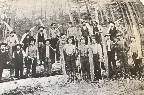 Logging crew in the East Dismal Swamp (near Pinetown), 1897. From Elizabeth Parker Roberts, Family and Friends, Pine Town, North Carolina, 1893-1918