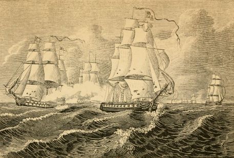 Engraving of the U.S.S. Reprisal. From O. L. Holley and Alexander Anderson, The Life of Benjamin Franklin (1848). In addition to the brig's combat history during the Revolutionary War, the Reprisal is remembered today for transporting Franklin to France during the Revolutionary War on what was the new nation's first diplomatic mission. 