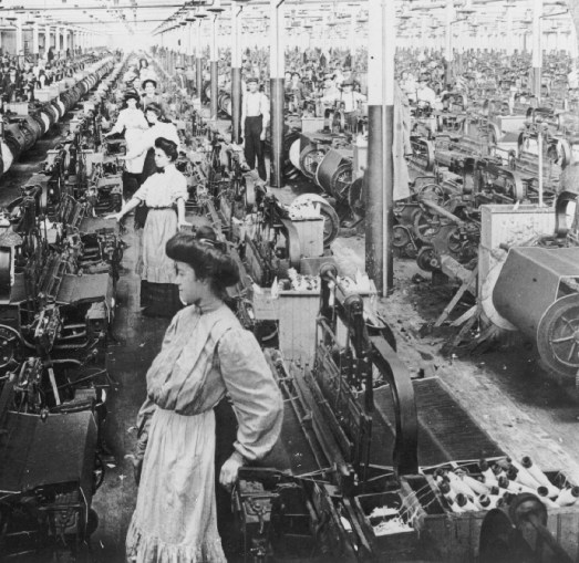 Workers at the White Oak Mill, Greensboro, N.C., 1909. While there were far more cotton mills in the Carolina Piedmont, they also figured large in eastern North Carolina. By 1920, even largely rural Robeson County had nine cotton mills. Photo courtesy, National Museum of American History