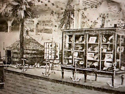The North Carolina fisheries exhibit at the Chicago World's Fair featured one of the round, thatched fishing camps that were common on the North Carolina coast into the early 20th century. Image from "Report of the Board of Agriculture to the General Assembly for years 1893-'94" (Raleigh, N.C., 1895). 