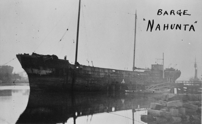 Built as a merchant sailing ship in Glasgow, Scotland ca. 1870, the <em>West Point</em> was one of the Luckenbach 's coal barges by April 1915. During the First World War, she served as a U.S. Navy barge and was renamed the <em>Nahunta</em>. Photo courtesy, U.S. Naval Historical Center