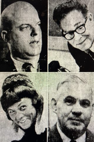 The Raleigh News & Observer featured the 4 candidates for the First Congressional District in its Nov. 30, 1965 edition. They included (clockwise from top left): John East, Dr. O. Woodrow Pittman, Walter B. Jones, and Sarah Small. 