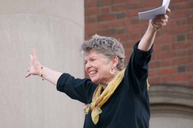 Minnie Bruce Pratt at a "Take Back the Night" march in Syracuse, N.Y., 2008. Photo by Rachel Fus