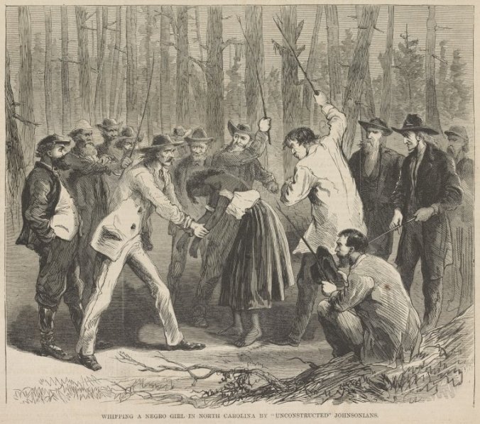 One of the reasons that the practice of flogging African American prisoners was such a political touchstone in the 1930s was that it deep associations both with the history of slavery and of white violence during Reconstruction. Rec. After the Civil War, white conservatives widely used flogging to intimidate black women and men who stood up to white supremacy. This illustration of a black woman being flogged in North Carolina in 1867 comes from Harper's Weekly vol. 11 (1867).