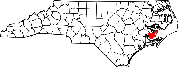 Pamlico County is a largely rural part of the North Carolina coast. The county borders the Pamlico Sound, the Neuse River, and the Pamlico River. Bayboro, the county seat, is 15 miles east of New Bern. Map courtesy of Wikipedia