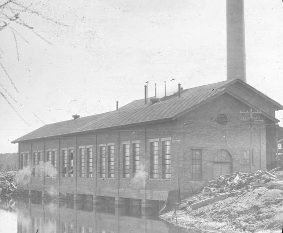 Pumping station at Lake Mattamuskeet (New Holland), ca. 1920-32. From B.W. Wells Lantern Slides, Special Collections Research Center, NCSU