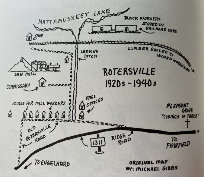 Michael Gibbs, "Rotersville, 1920s-1940s. From Morgan H. Harris, Hyde Yesterdays: A History of Hyde County (New Hanover Print & Pub. Co., 1995)