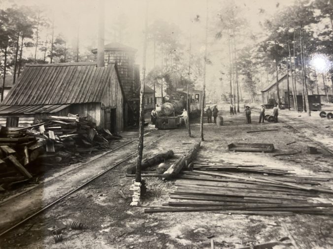 The Makatoka logging camp had a tough, violent, hard drinking reputation, but the stories in Kin' Lin' also bright it life with memorable figures: Italian and Russian immigrants, Gullah loggers, a young African American woman named Bessie, and a camp cook and a logger that walked around the camp playing the guitar after dinner every night, among many others. Photo courtesy, Waccamaw Lumber Co. Photographs & Journal, Rubenstein Library, Duke University