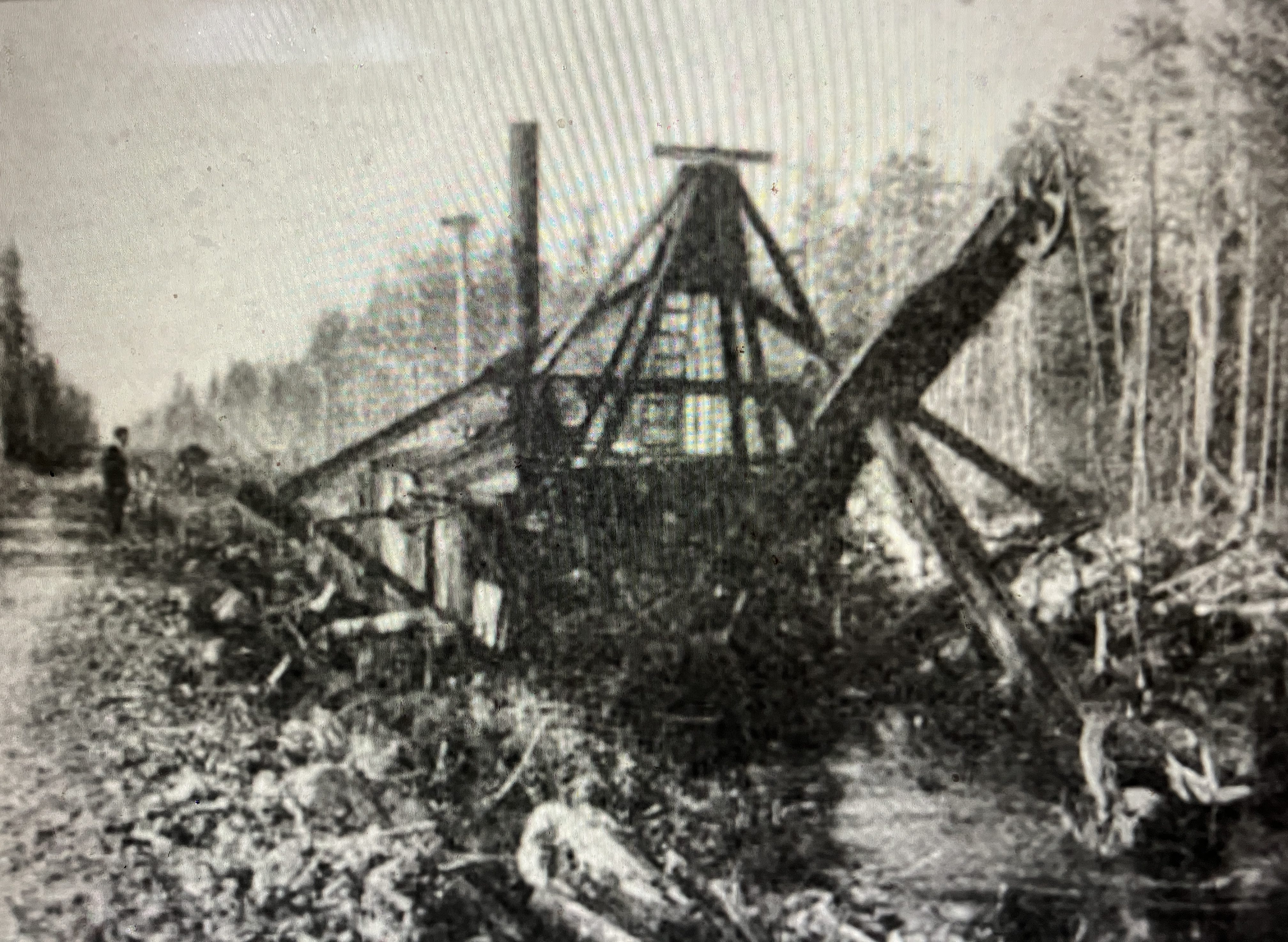 This is one of the Wilkinson brothers' dredges at work in the swamp forests at or near Terra Ceia, ca. 1918. Source: Cut-Over Lands vol. 1, #4 (July 1918).