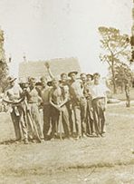  I am sure to no one's surprise, Co. 424 was not at Bell Island long before romance was in the air. At Co. 424's Christmas dance on Dec. 23, 1933, a pair of weddings between the camp's servicemen and local women were announced: Sgt. Harold D. Hampton, of Tuscaloosa, Alabama, had married Ila Mae Lee of Swan Quarter, and Cpl. Oscar Ramness, of Ada, Minnesota, had married Alice Lee Harris, also of Swan Quarter. A Rev. Lowe had performed both weddings at the Methodist church's parsonage in Swan Quarter. (See <em>Belhaven Times and Hyde County Record</em>, 5 Jan. 1934.) Photo courtesy, State Archives of North Carolina