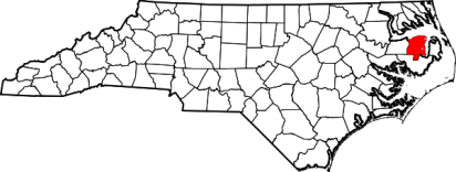 The Scuppernong River rises in the eastern part of Washington County, N.C., and flows through Tyrrell County (highlighted here) and into the Albemarle Sound. In 1930, the largest town on the Scuppernong was Columbia, the seat of Tyrrell County, population 864. Map, courtesy of Wikipedia