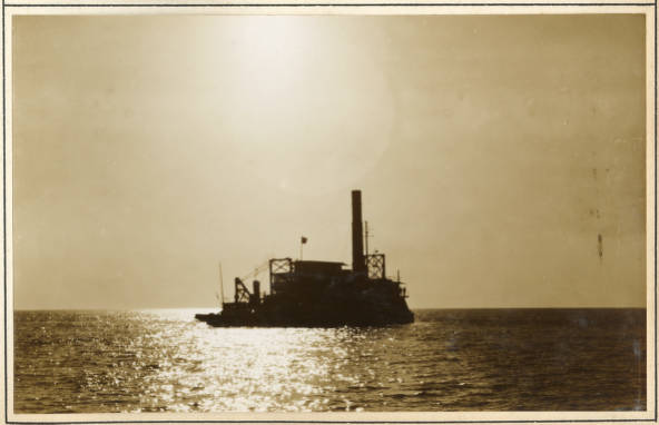 The U.S. Army Corps of Engineers' pipe-line dredge Currituck off the North Carolina coast, February 1931. Source: Office of History, HQ, U.S. Army Corps of Engineers