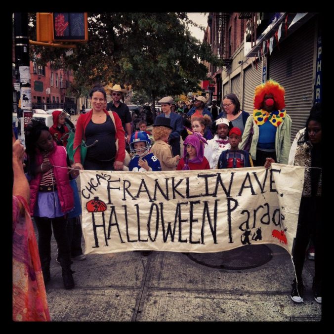 After settling in Crown Heights, Brooklyn, Ms. Porter was often involved in struggles to defend the rights of the neighborhood's people, and to uplift the neighborhood. Among other things, she was the founder and president of the Crow Hill Community Association, which was one of the sponsors of the <a href="https://oralhistory.brooklynhistory.org/collections/voices-of-crown-heights-oral-histories/">Crown Heights Oral History Project</a>. This photo shows the Association's Franklin Street Halloween Parade back in 2012. Photo courtesy, Crow Hill Community Association