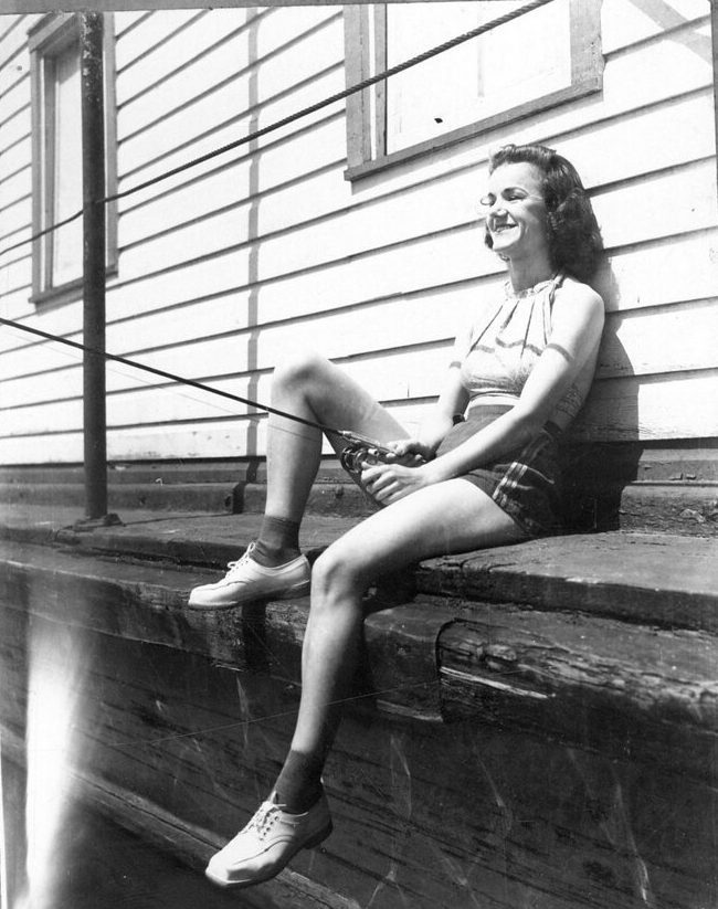 On the James Adams Floating Theatre in Washington, N.C., 1940. Photo courtesy, State Archives of North Carolina