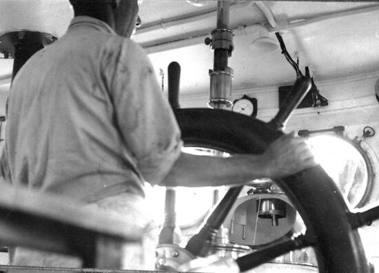 he lightship's captain posing for the photographer in the wheelhouse, 1939. Photo courtesy, State Archives of North Carolina