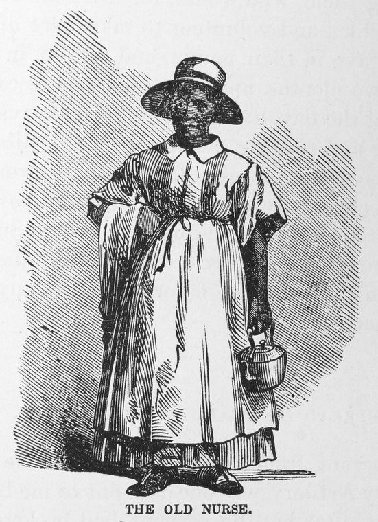 Engraving of an African American nurse in New Bern, N.C., ca. 1862-64.  Most nurses in Union army hospitals below the Mason-Dixon Line were probably African American. That was likely true as well of Confederate hospitals, where the black nurses were enslaved men and women, forced to care for those who held them in bondage. Engraving from Vincent Colyer, <em>Brief Report of the Services Rendered by the Freed people to the United States Army in North Carolina: in the Spring of 1862 after the Battle of Newberne</em>. (New York, 1864).