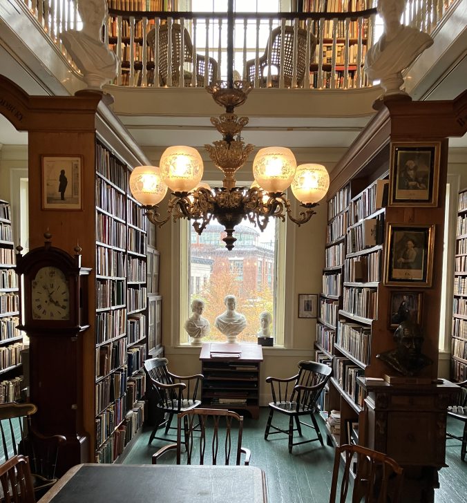 View of the library at the Portsmouth Athenaeum, Portsmouth, New Hampshire. Photo by David Cecelski