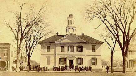 Chowań County Courthouse, Edenton, N.C., in 1890. During John Jacobs' youth, the courthouse was well known for its scenes of brutality and public humiliation. A whipping post, stocks, and a pillory could all be found on its grounds. Photo courtesy, N.C. Collection, University of North Carolina at Chapel Hill