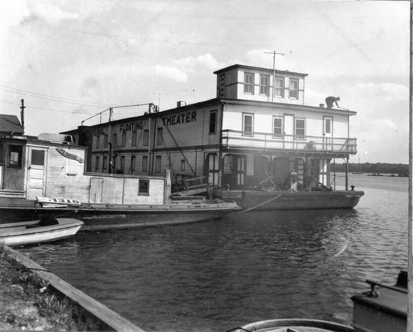 James Adams Floating Theatre on the Pamlico River in Washington, N.C., 1940. Photo courtesy, State Archives of North Carolina
