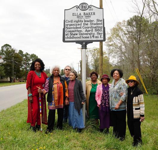 n April 2022, Dr. Bell and other  caretakers of Ella Baker's legacy in Littleton gathered at a dedication of a state highway marker honoring Baker. The marker is located on US 158/903 (Main Street) at East End Ave. Photo courtesy, <em>Roanoke Rapids Daily Herald</em>.