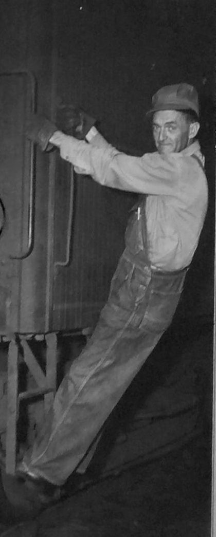 A brakeman on the Atlantic & North Carolina Railroad, 1942. Courtesy, State Archives of North Carolina