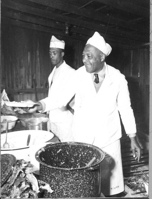 The Rev. Adam Scott at a barbecue in Wilson, N.C., 1948. Courtesy, State Archives of North Carolina