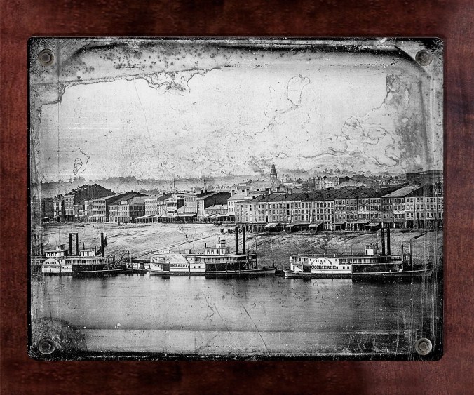 Daguerreotype of steamboats on the Cincinnati, Ohio waterfront as seen from Newport, Kentucky, 1848. Photographers: Charles Fontayne and William S. Porter. For those who were enslaved in Kentucky, this was the distance between slavery and freedom. Courtesy, Cincinnati and Hamilton County Public Library