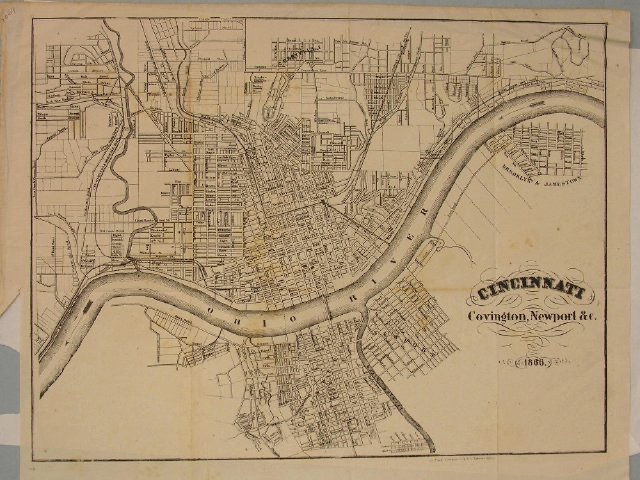 Allen Sidney's "Mr. Gage" may have been one of the Gedges, a family of prominent merchants in antebellum Covington. "Map, Cincinnati, Covington and Newport" (1866). From Appleton's Handbook of American Travel" (New York, 1867). Courtesy, Kentucky Historical Society