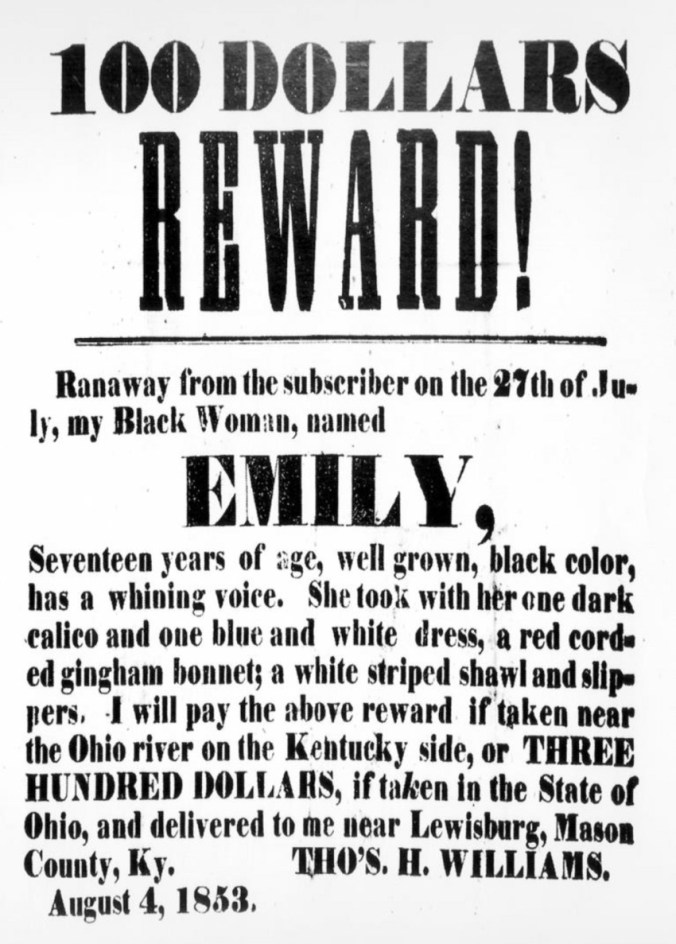 Allen Sidney probably crossed the Ohio River early in 1856. Ohio was a "Free State," but as we can see in this reward notice for a slave named Emily 3 years earlier, that did not mean that he was out of danger. Especially since the passage of the Fugitive Slave Act in 1850, neither the law nor bounty hunters acknowledged his freedom. For that reason, the caution of the Underground Railroad agents who transported him from Pittsburgh to Cincinnati was more than warranted. Source: Ohio History Connection