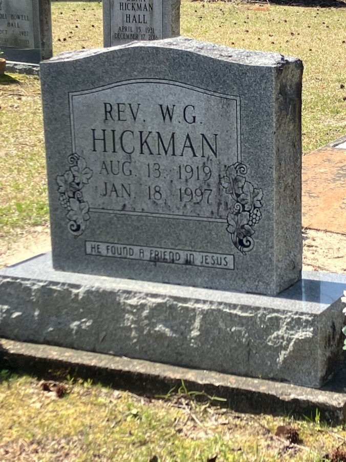 The gravestone for the Rev. William Gray "Willie" Hickman 1919-1997. Photo by David Cecelski