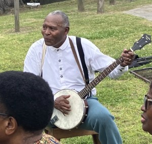 Mr. Curtis Thompson performed traditional songs and hymns at the commemoration of the Plymouth Massacre last year. He is a member of the 35th Regiment, USCT Reenactors Groups and also joined them in New Bern last Saturday. Photo by David Cecelski
