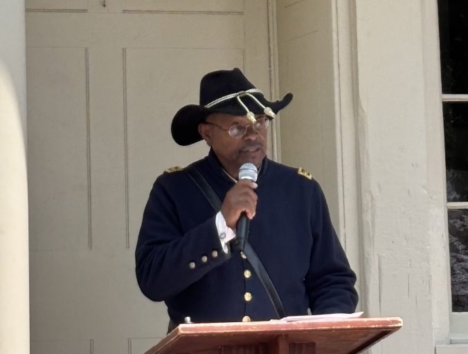 Bernard George speaking at the United States Colored Troops Commemorative Anniversary in New Bern, N.C. Photo by Laura Hanson