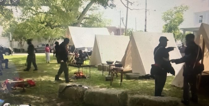The 35th USCT Reenactor Group's camp on the grounds of the New Bern Academy Museum in New Bern, N.C. Courtesy, WCTI-TV (Greenville, N.C.)